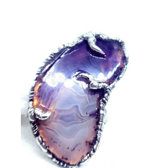 Gothic purple agate crystal statement ring - Picture 8 of 12